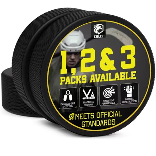 EAGLES Ice Hockey Pucks | High Grade Pucks Official Regulation Weight & Size for Practice & Classic Training - 6 oz Diameter 3