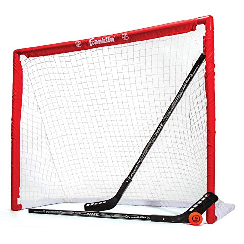 Franklin Sports NHL Youth Street Hockey Set - (2) Kids Junior Hockey Sticks, PVC Goal + Roller Hockey Ball Included - Indoor + Outdoor Net - 46